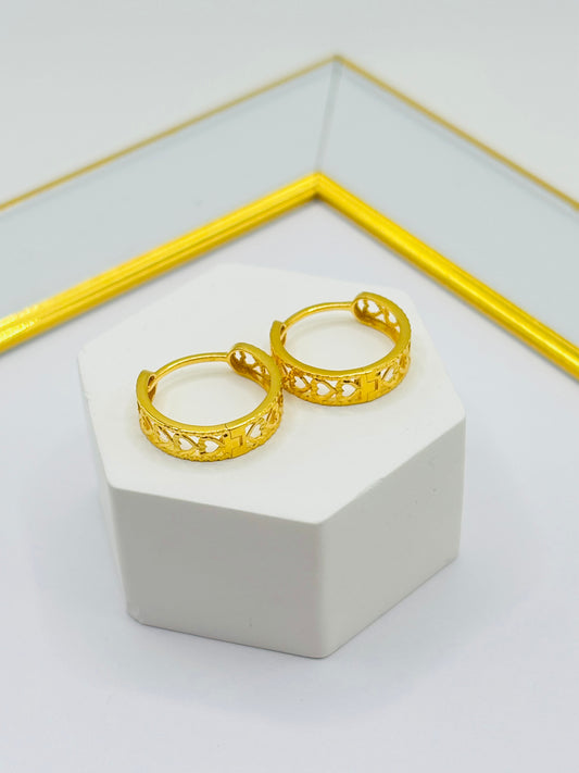 18K Gold Heart Loop Earrings