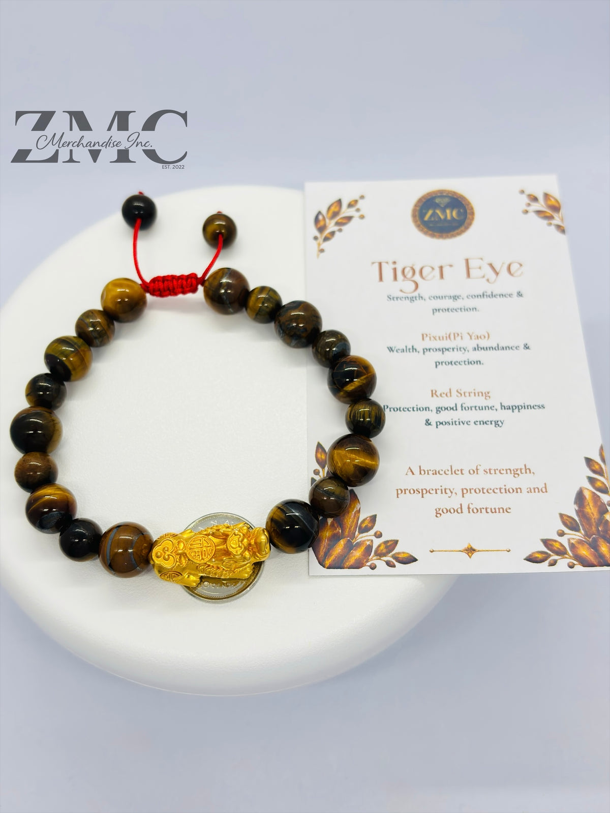 18K Gold Lucky Piyao/ Pi Xiu  Bracelet Tiger Eye Dragon Stone( Hollow Empty Inside) Extra Large Matte