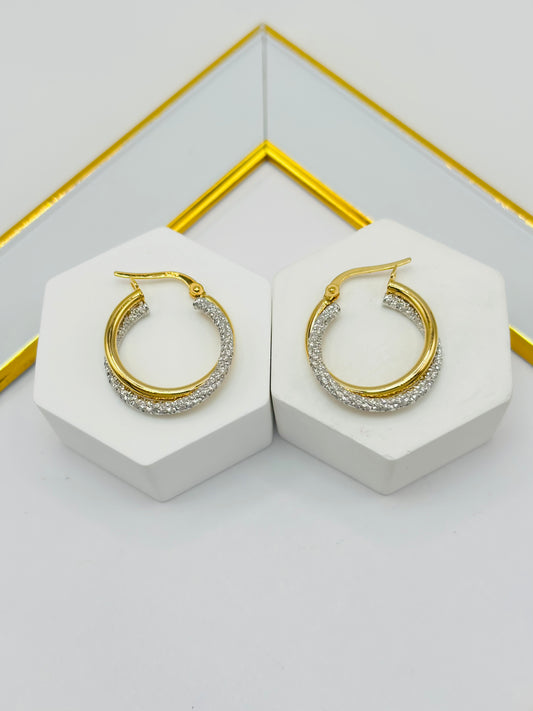 K18 Japan Gold Two-tone Loop Earrings