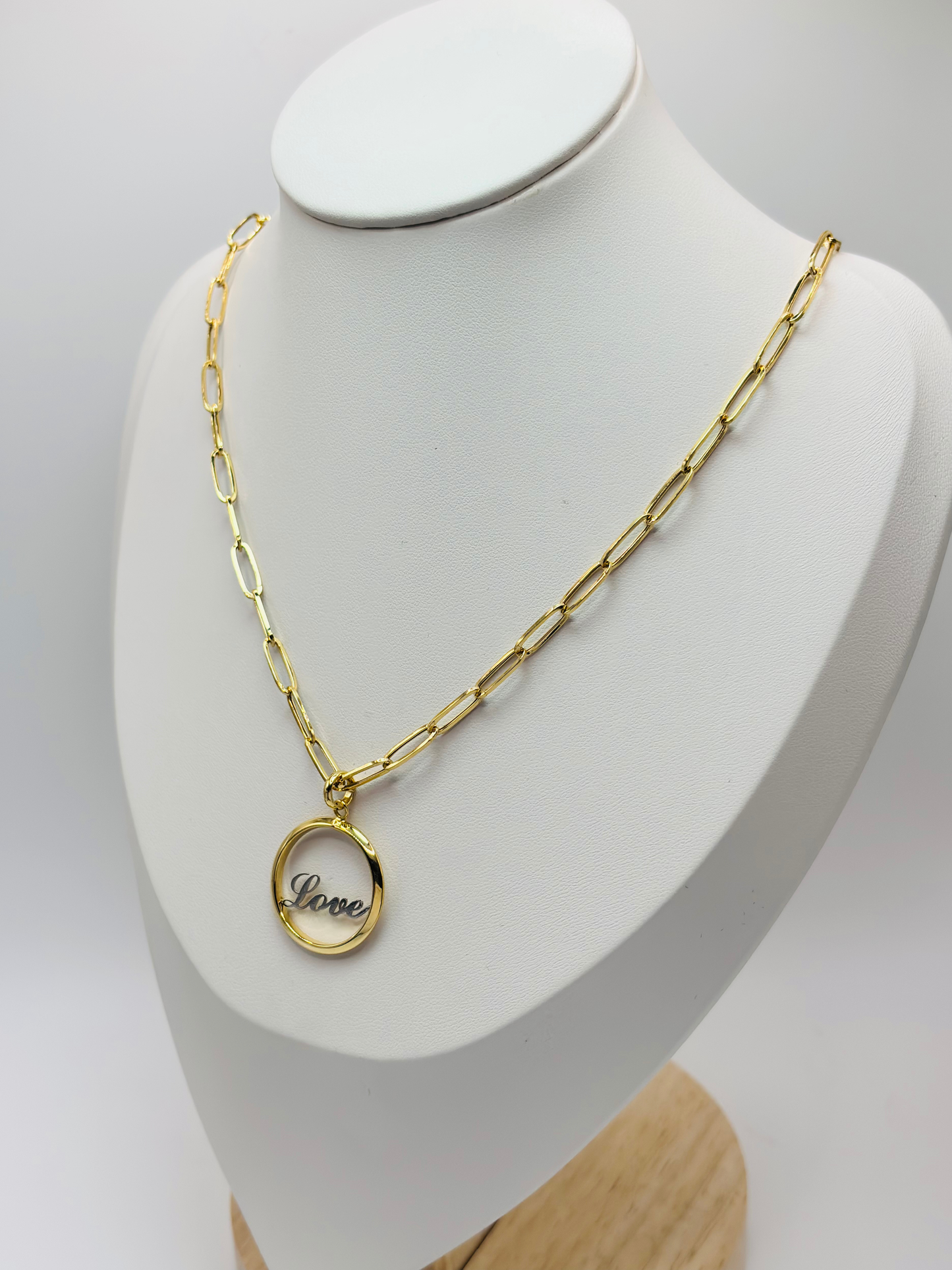 18K Gold Love Paperclip Necklace
