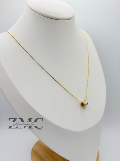 18K Gold Necklace with Barrel Pendant (Chocker Adult/Kids)