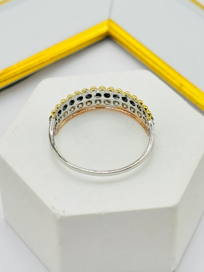 K18 Japan Gold Tri-Color with White/Black Natural Diamonds