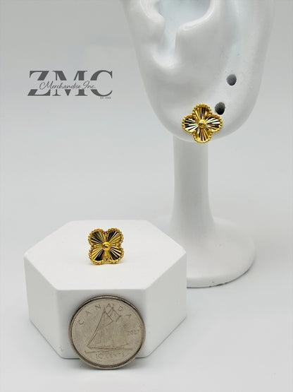 18K Gold Clover Earrings 10 mm