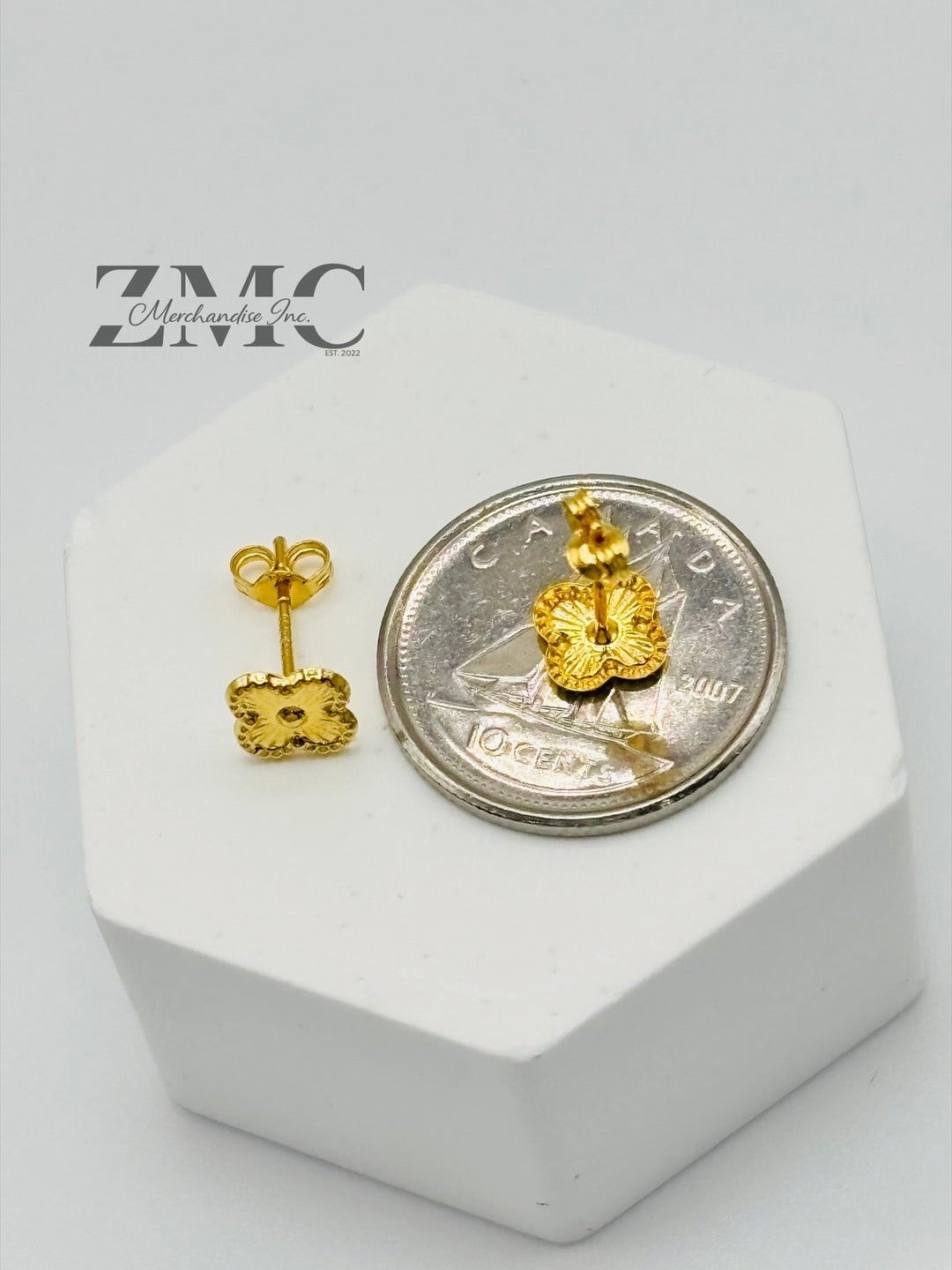 18K Gold Clover Kids Earrings