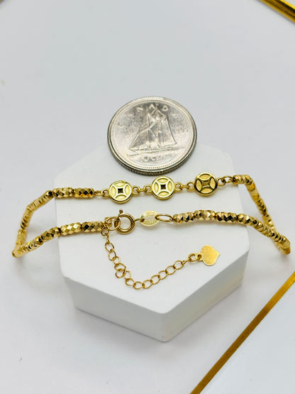 18K Gold Lucky Money Coin Bracelet