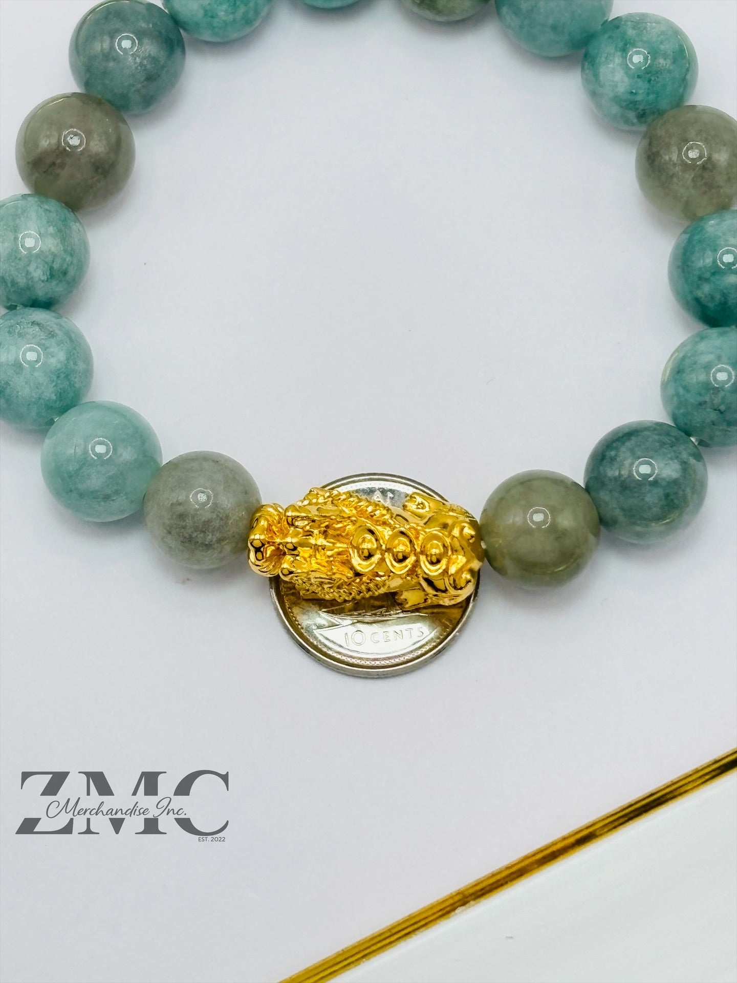 18K Gold Lucky Piyao/ Pi Xiu  Bracelet Jade ( Hollow Empty Inside) Large