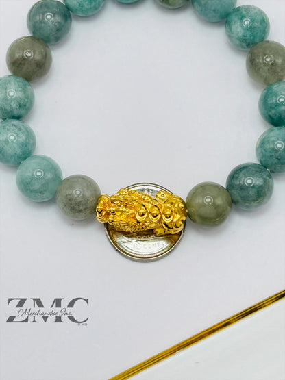18K Gold Lucky Piyao/ Pi Xiu  Bracelet Jade ( Hollow Empty Inside) Large
