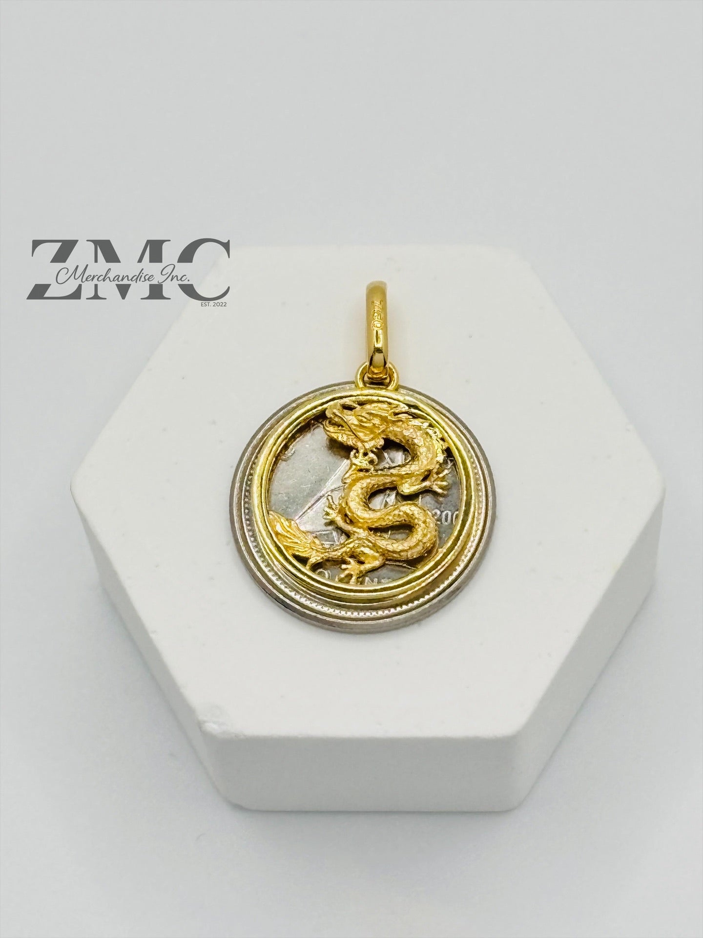 18K Gold Dragon Pendant