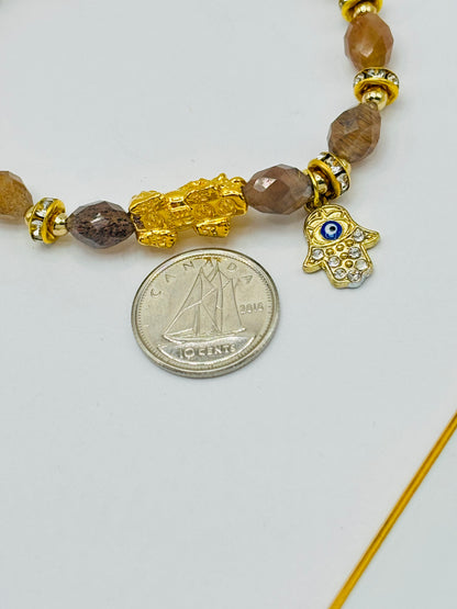 18K Gold  Lucky Piyao/ Pi Xiu Sun Stone  ( Hollow Empty Inside) Medium Size