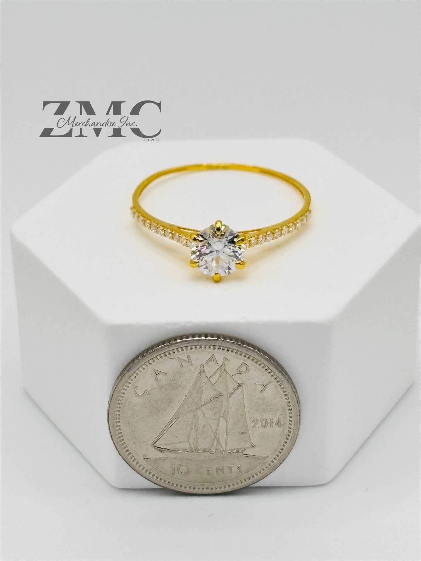 18K Gold Moissanite Diamond Round Ring