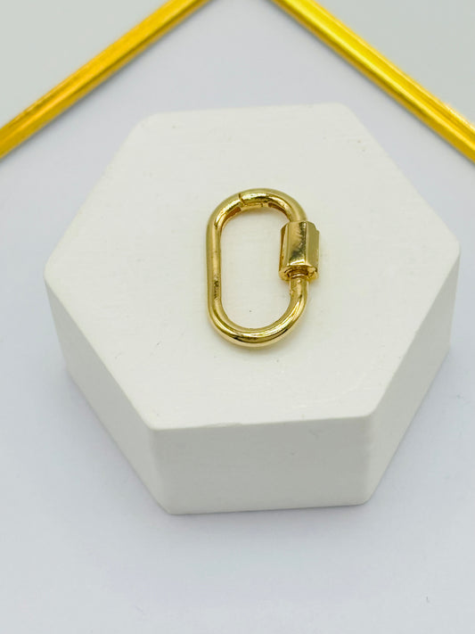 K18 Japan Gold Oval Carabiner Pendant