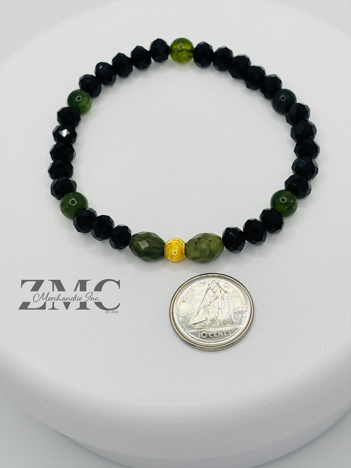 18K Gold Cats Eye Ball with Jade Stone