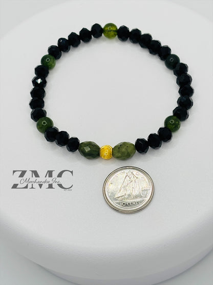 18K Gold Cats Eye Ball with Jade Stone