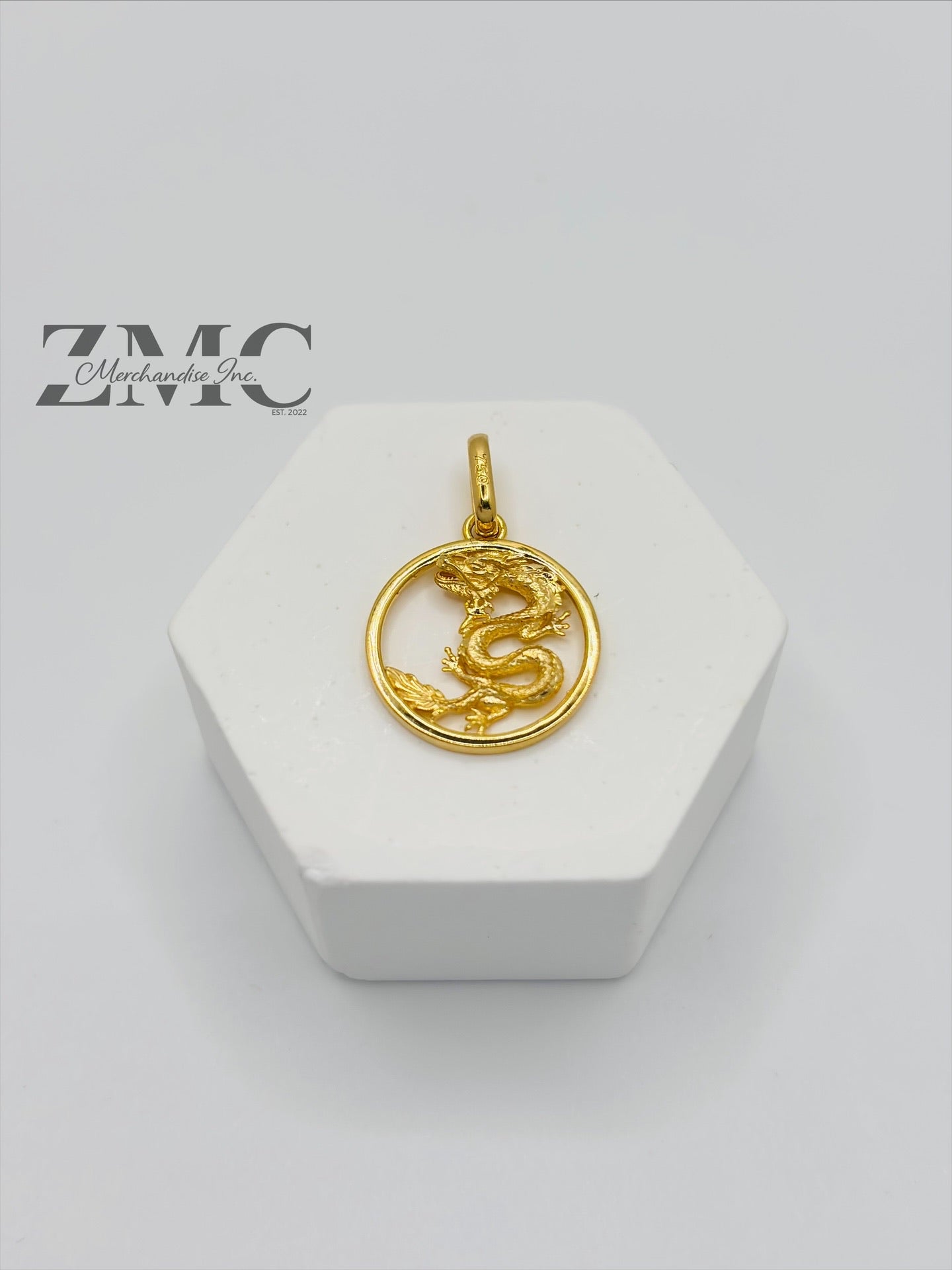 18K Gold Dragon Pendant
