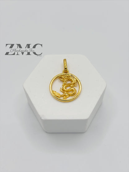 18K Gold Dragon Pendant