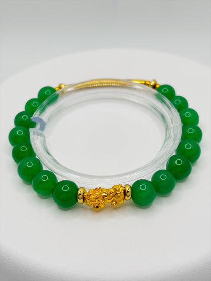 18K Gold Lucky Piyao/ Pi Xiu Aventurine Bracelet ( Hollow Empty Inside) SMALL PIYAO
