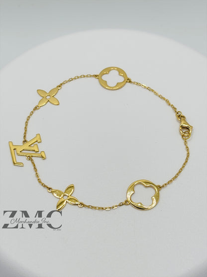 18K Gold L Blossom Bracelet