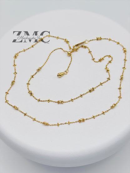 18K Gold Mirror Ball Beads Slider Chain/Necklace