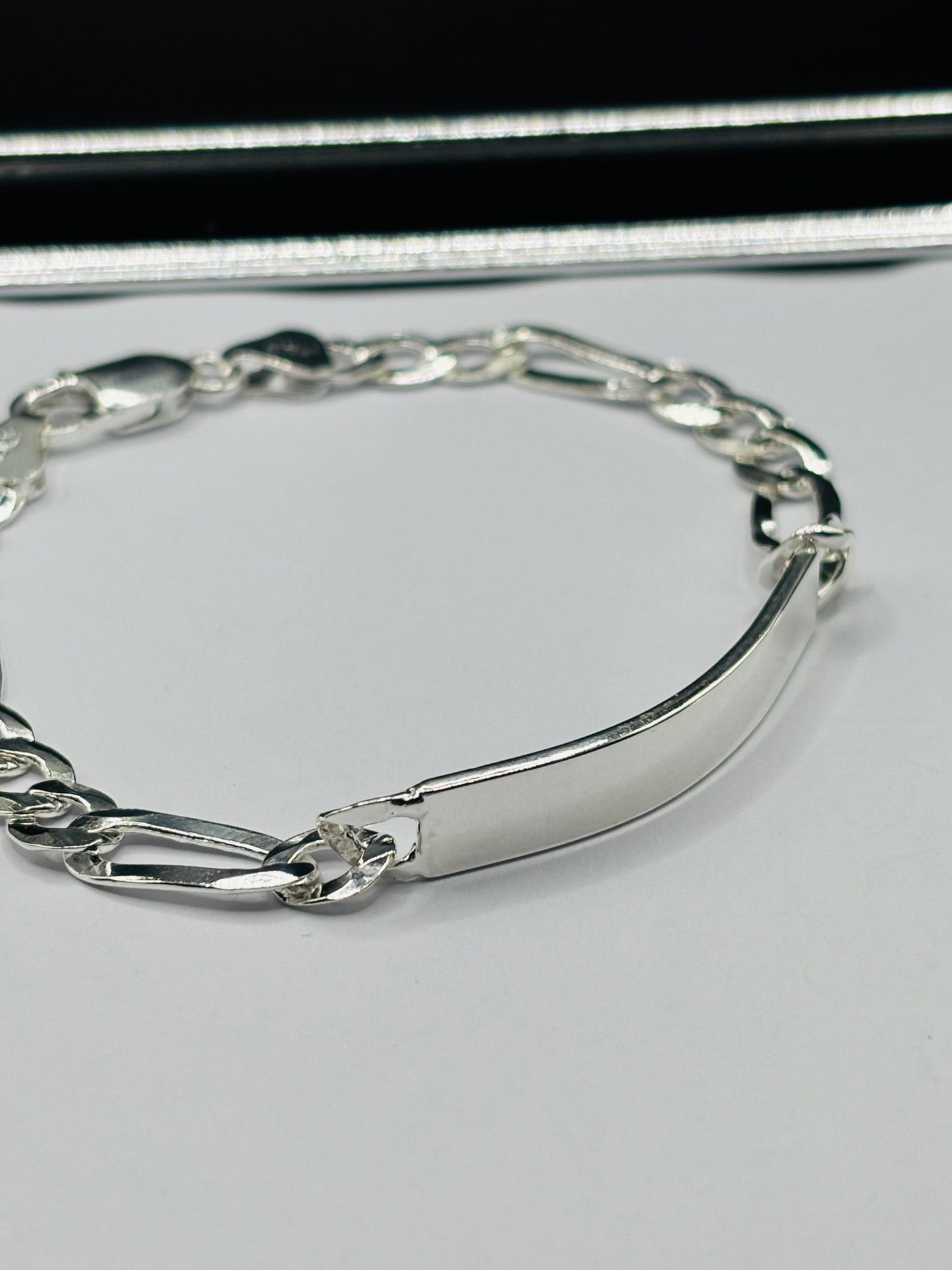 S925 Silver Name Figaro Bracelet 7mm