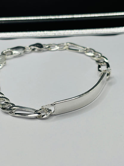 S925 Silver Name Figaro Bracelet 7mm
