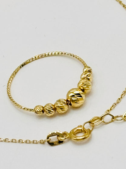 18K Gold Diamond Cut Ball Ring and Bracelet Set