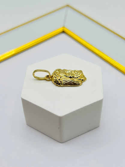 18K Gold Jesus face Pendant