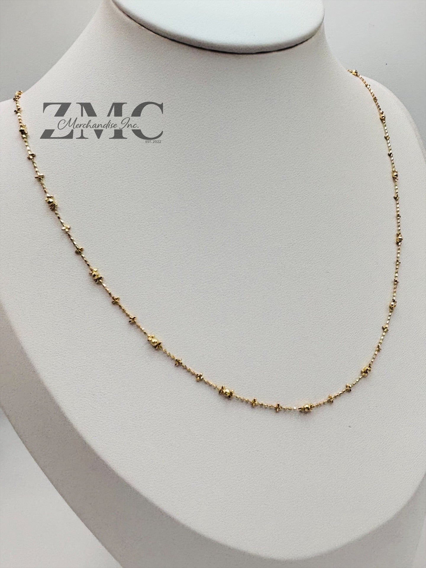 18K Gold Mirror Ball Beads Slider Chain/Necklace