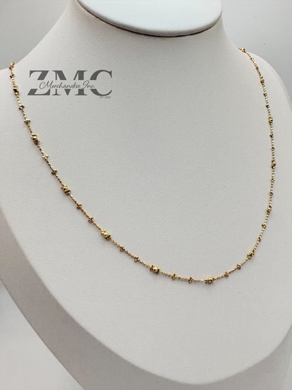 18K Gold Mirror Ball Beads Slider Chain/Necklace