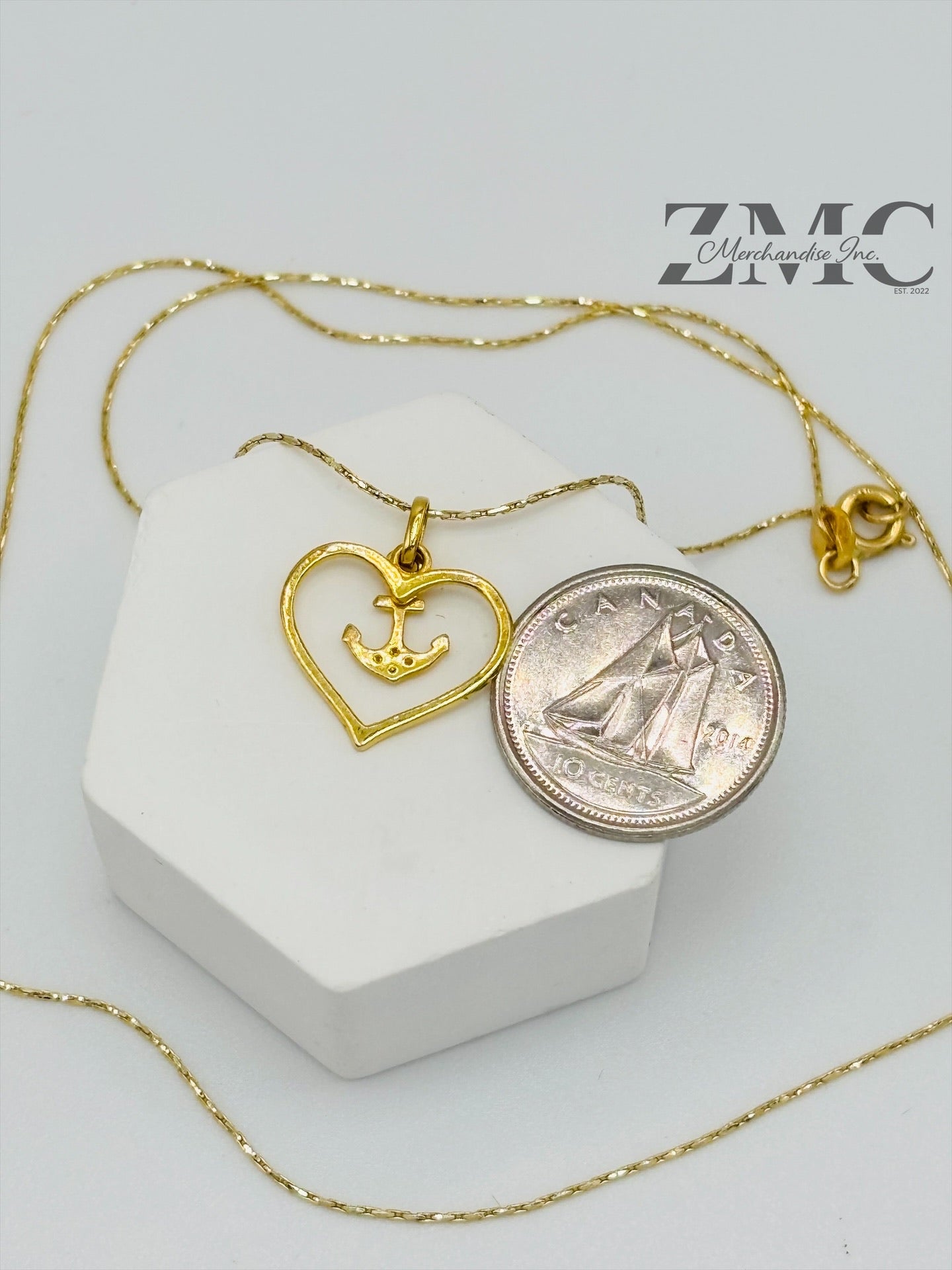 18K Gold Heart & Anchor Necklace