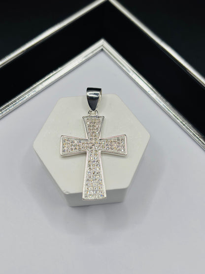 S925 Silver Cross Stone Pendant