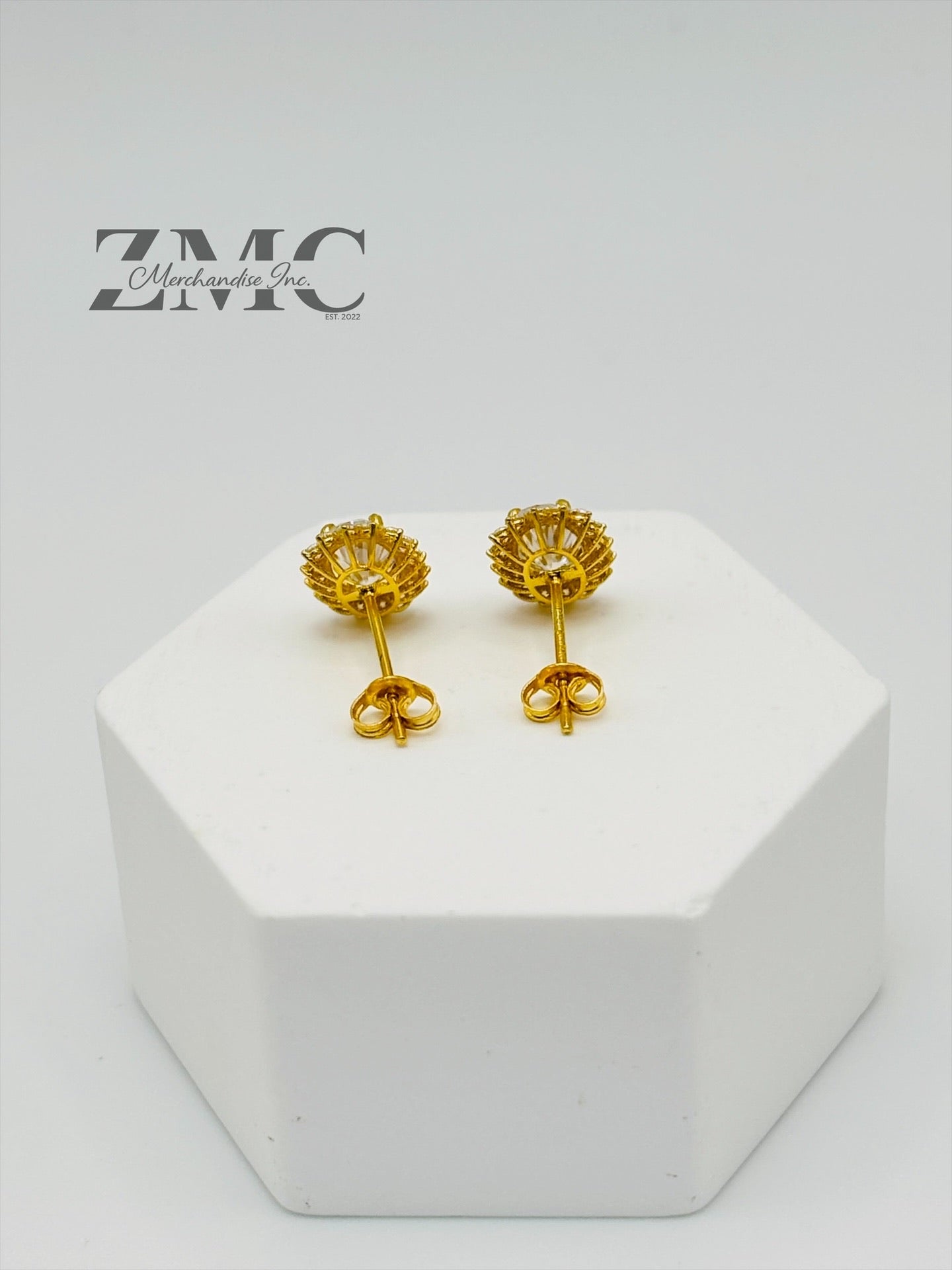 18K Gold Oval Moissanite Diamond Earrings
