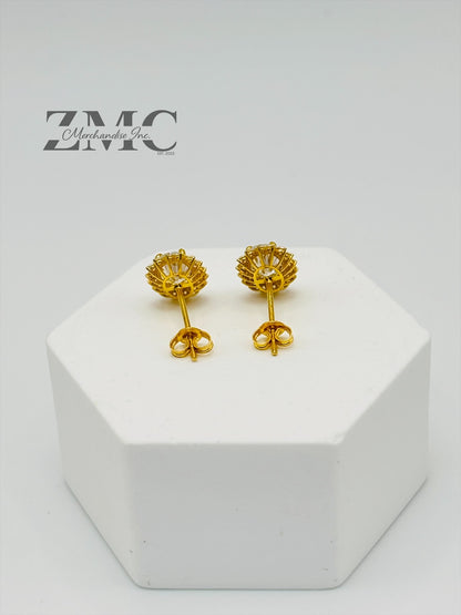 18K Gold Oval Moissanite Diamond Earrings