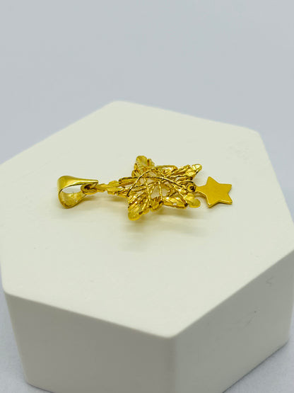 18K Gold Double Star Pendant
