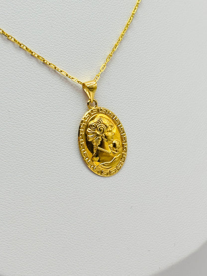 18K Gold Cameo Earrings and Necklace Set