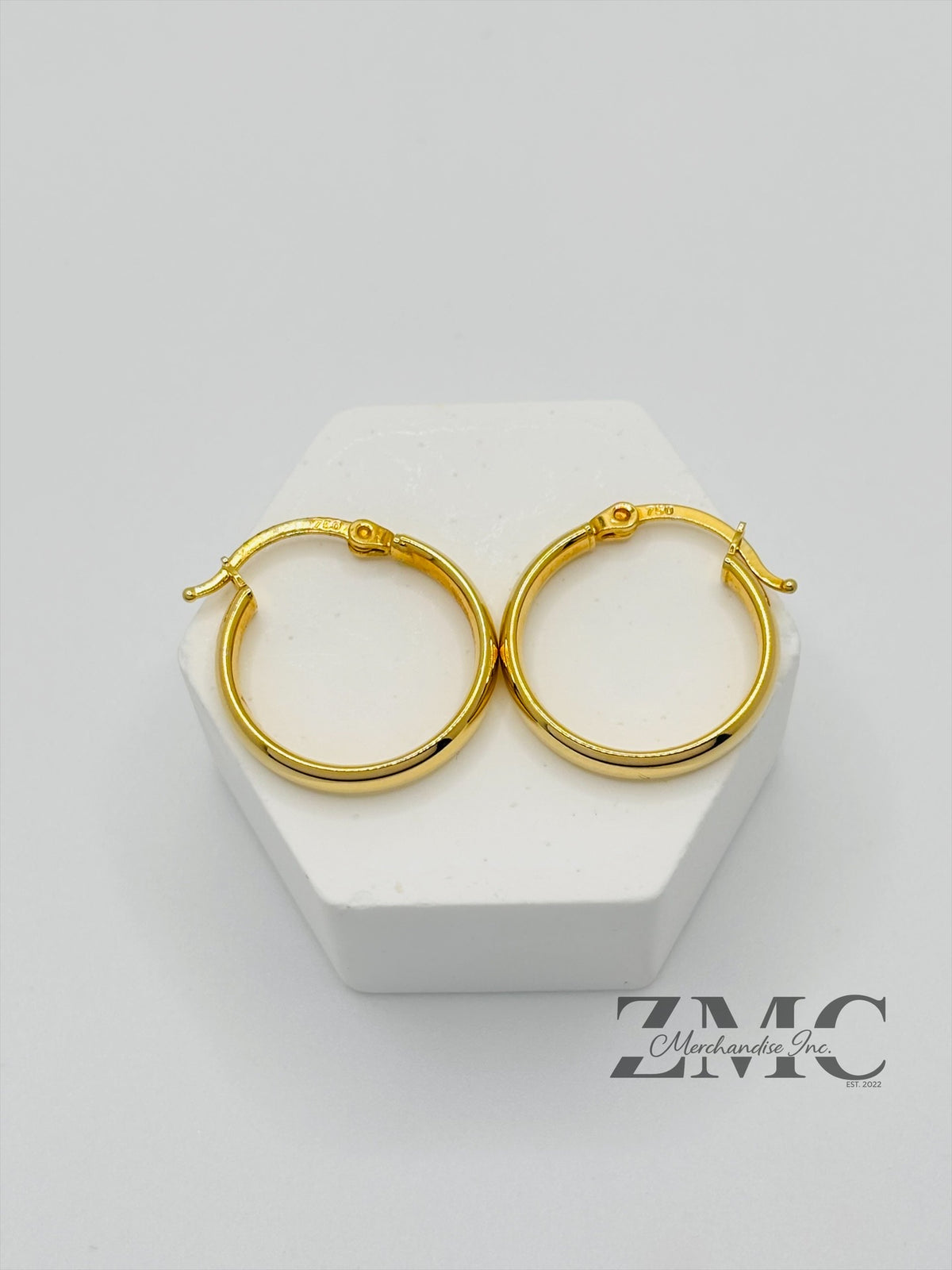 18K Gold Plain Loop Earrings