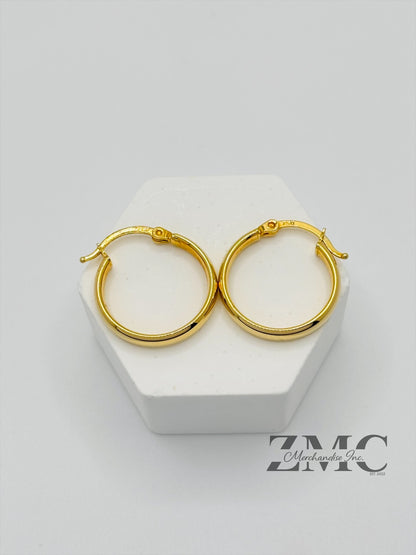 18K Gold Plain Loop Earrings