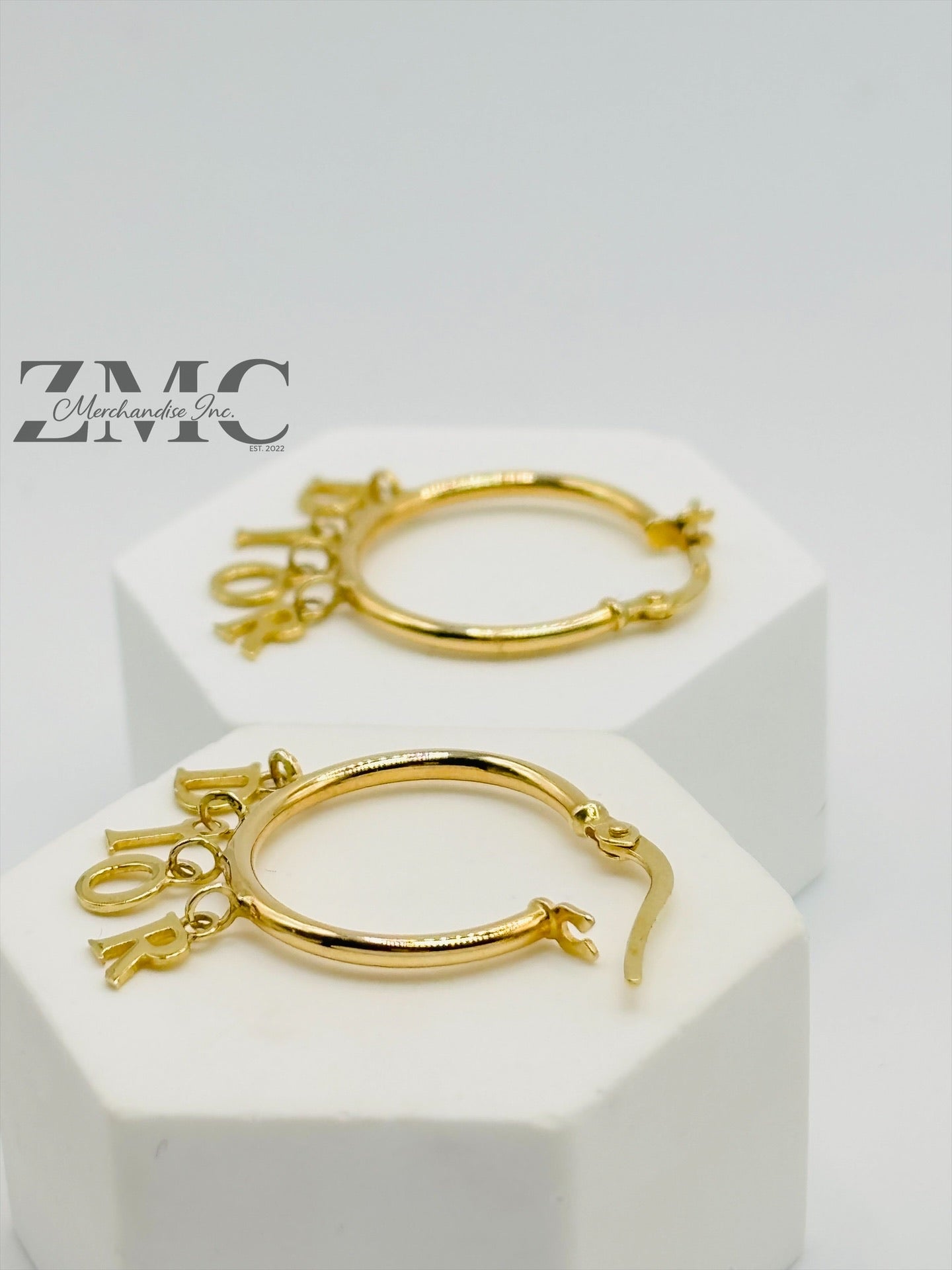 18K Gold D Loop Earrings