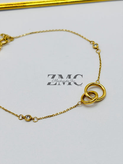 18K Gold Double Circle Bracelet