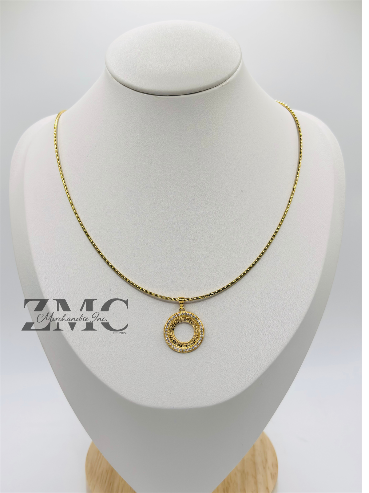 18K Gold Omega Circle Necklace