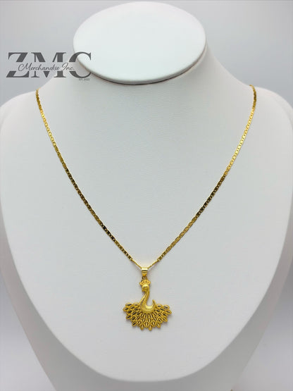 18K Gold Peacock Necklace