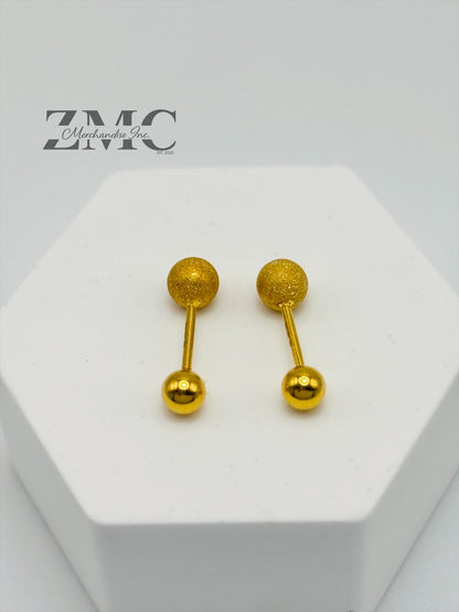18K Gold Matte/Plain Ball Screw Earrings