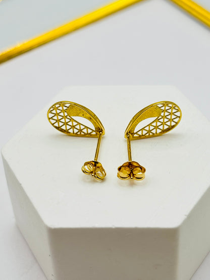 18K Gold Oval Earrings