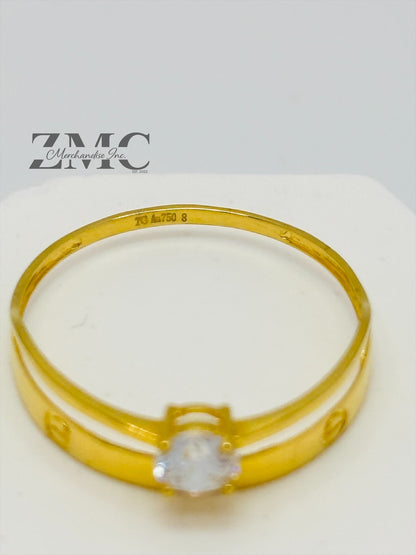 18K Gold Wedding Band with Stone Ring