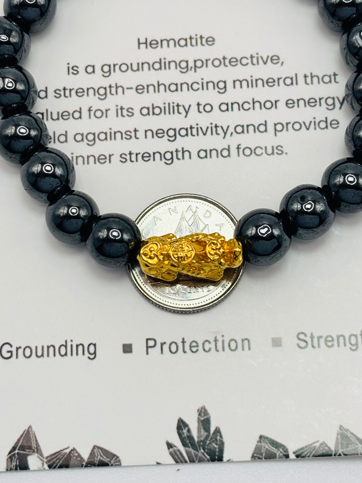 18K Gold Lucky Piyao/ Pi Xiu Hematite Stone ( Hollow Empty Inside) Medium Size