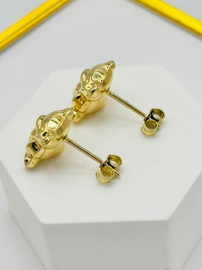 18K Gold Bear Earrings 11.2 mm