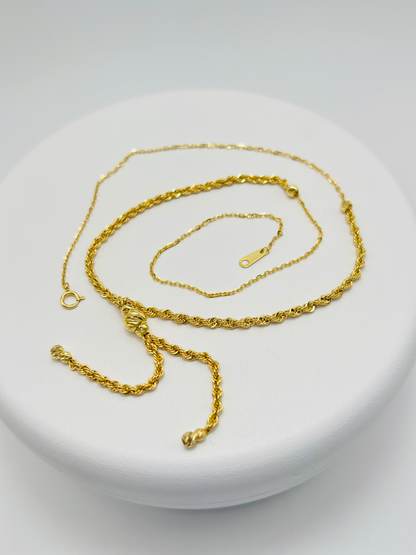 18K Gold Rope Ball Necklace