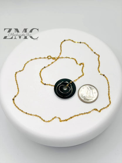 18K Gold Dancing Jade Necklace