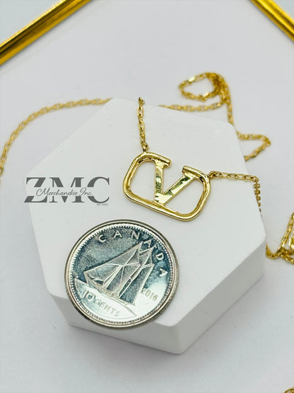 18K Gold V Attached Necklace