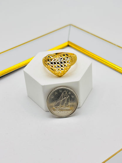 18K Gold Heart Power Ring