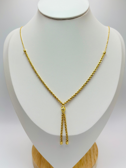 18K Gold Rope Ball Necklace